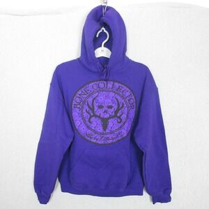 Bone Collector Hoodie Purple Skull Antler Graphic Pullover Sweatshirt Mens M